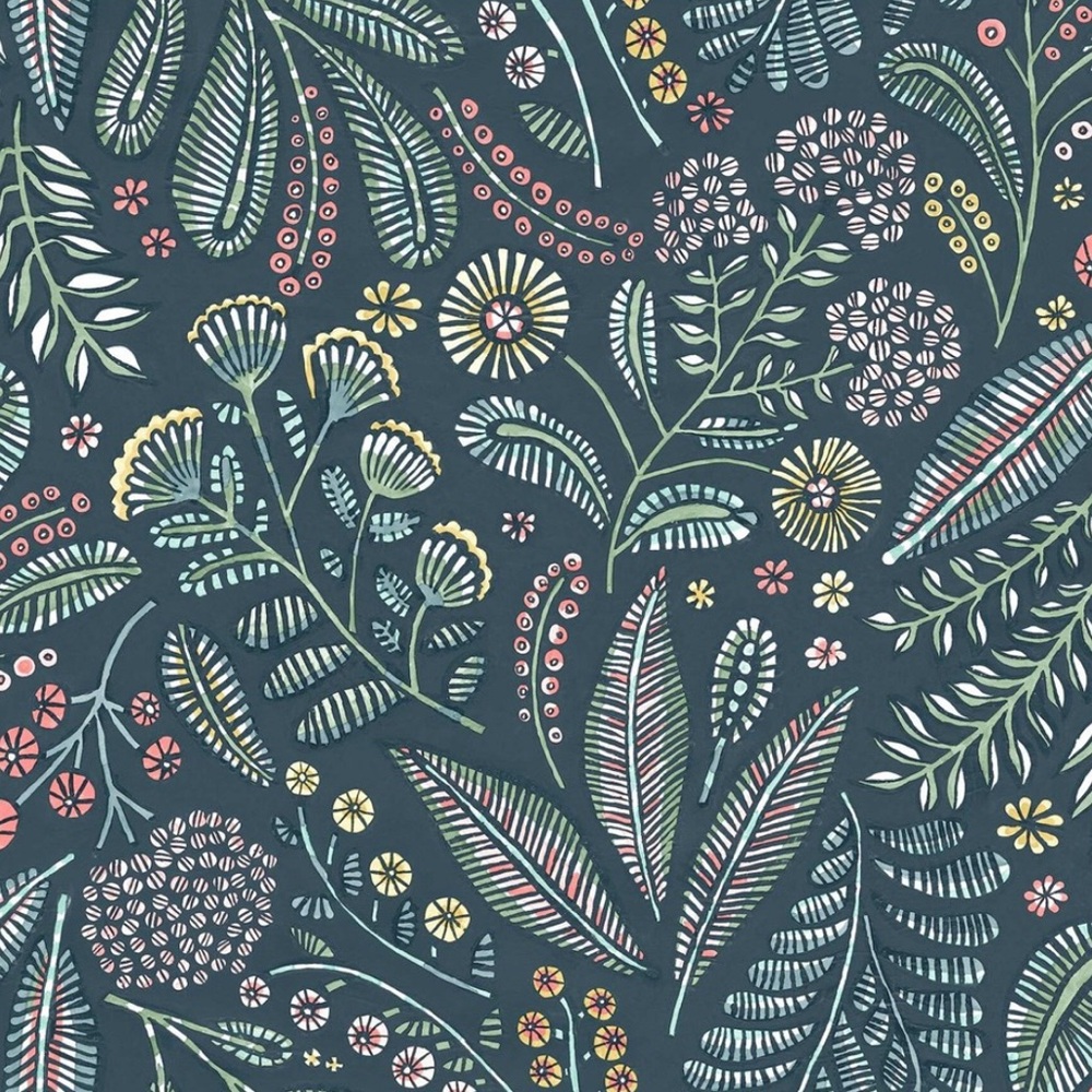 A-Street Prints Briar Teal Floral Unpasted Wallpaper